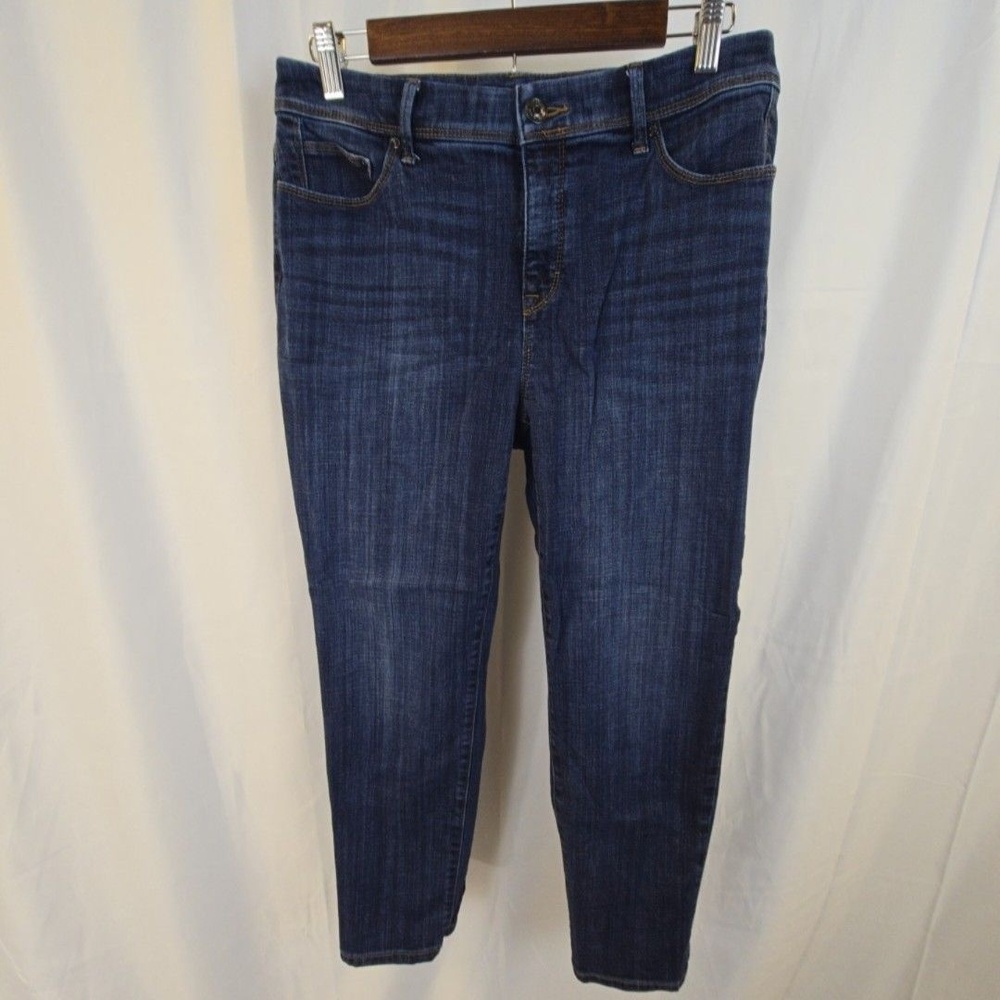 Chico's So Slimming Girlfriend Crop Jeans Womens 1 Blue Med Wash Stretch 32x25